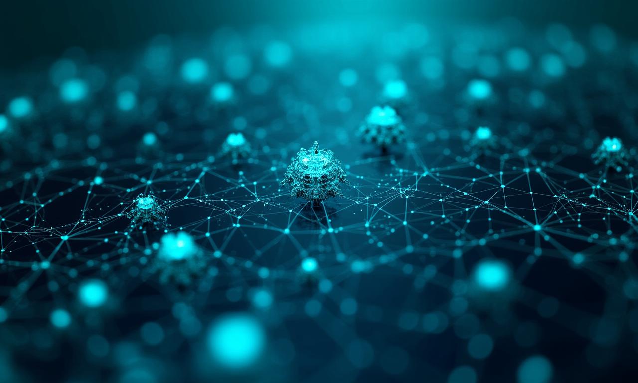 Abstract visualization of secure maritime data packets moving through a digital ocean.