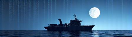 Digital data visualization showing cloud to ship synchronization