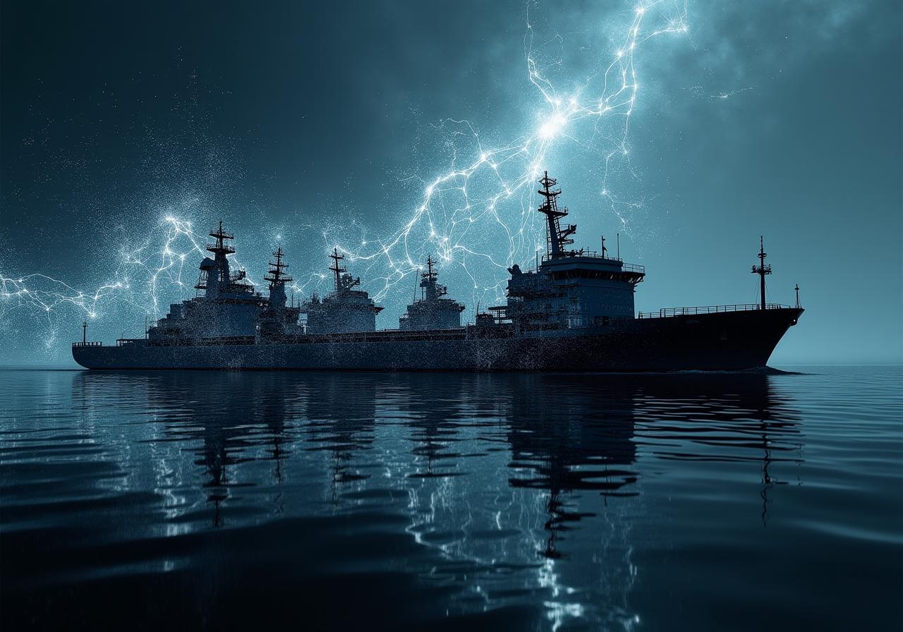 Abstract maritime navigation and data flow visualization